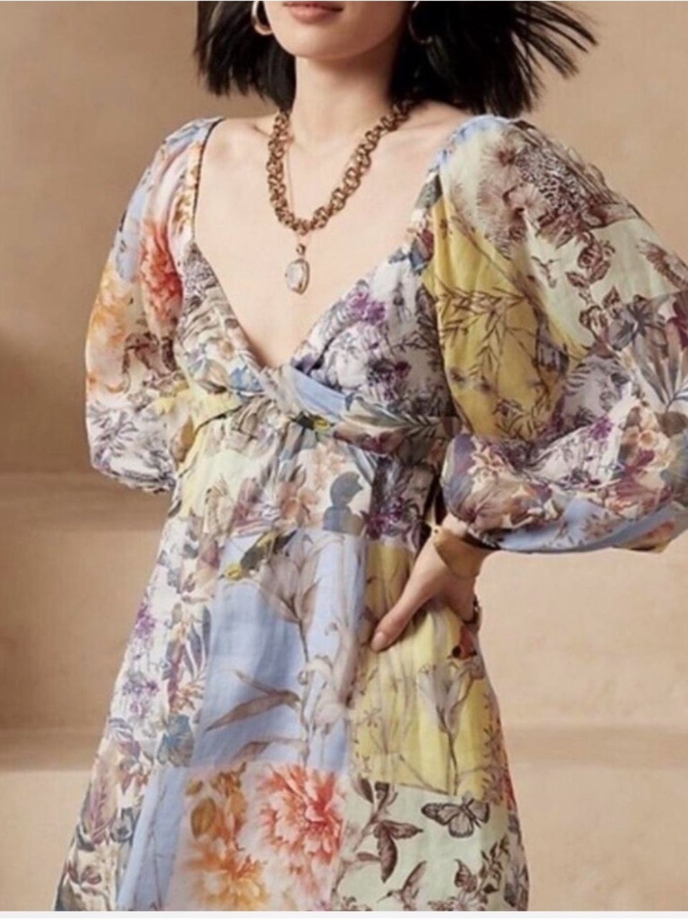 New Banana Republic patchwork butterflies dress size XXS